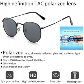 Round Polarized Round Sunglasses for Women and Men with Vintage Small Circle Sunglasses Lens - Black - C4186EA93X4 $10.12