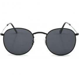 Round Polarized Round Sunglasses for Women and Men with Vintage Small Circle Sunglasses Lens - Black - C4186EA93X4 $10.12