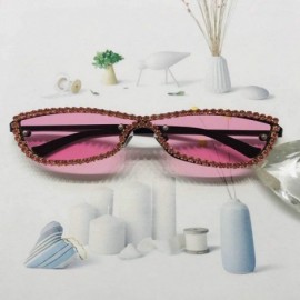 Rimless Diamond Sunglasses Vintage Rimless Eyeglasses - Pink - CY198G2OA8M $10.70