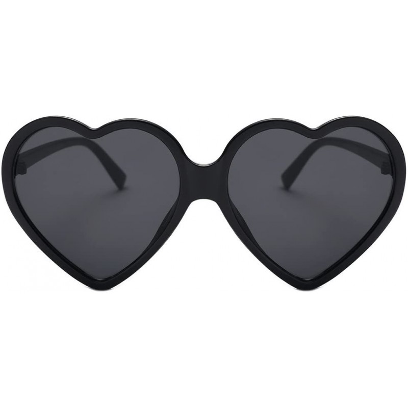 Wayfarer Women Fashion Unisex Heart-Shaped Shades Sunglasses Integrated UV Glasses - Black - C118NK2MREX $8.71