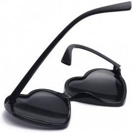 Wayfarer Women Fashion Unisex Heart-Shaped Shades Sunglasses Integrated UV Glasses - Black - C118NK2MREX $8.71