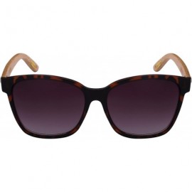 Square Oversized Horned Rim Bamboo Temple Sunglasses 540905BM-AP - Matte Tortoiseshell - C5124T2T1OR $10.51