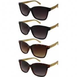 Square Oversized Horned Rim Bamboo Temple Sunglasses 540905BM-AP - Matte Tortoiseshell - C5124T2T1OR $10.51