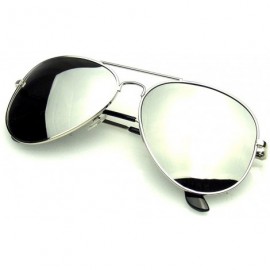 Aviator Premium Full Mirrored Aviator Polarized Sunglasses Flash Mirror Lens - Silver - CC12MZ7X1M2 $8.61