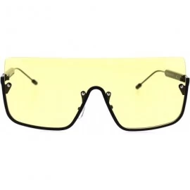 Oversized Funky Upside Down Half Rim Shield Rectangular Sunglasses - Black Yellow - CE18T63IIDQ $12.39