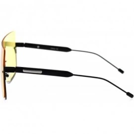 Oversized Funky Upside Down Half Rim Shield Rectangular Sunglasses - Black Yellow - CE18T63IIDQ $12.39