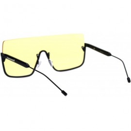 Oversized Funky Upside Down Half Rim Shield Rectangular Sunglasses - Black Yellow - CE18T63IIDQ $12.39