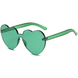 Round Heart Shaped Rimless Sunglasses Candy Steampunk Lens for women girl - Green - C918DL7YIR2 $11.12