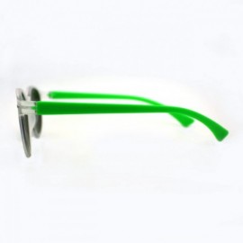 Round Multicolor Mirror Lens Round Horn Rim Fashion Sunglasses Thin Light Frame - Green - CX11W8F1BHD $8.66