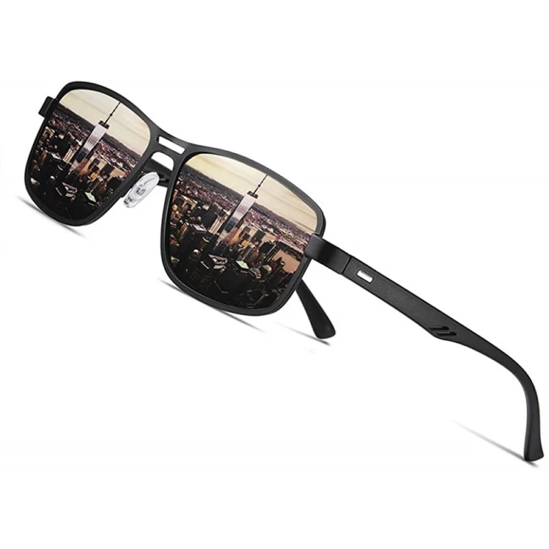 Square Sunglasses Men Polarized Square Metal Frame Male Sun Glasses Driving Fishing Eyewear - CI1906U34A4 $47.37