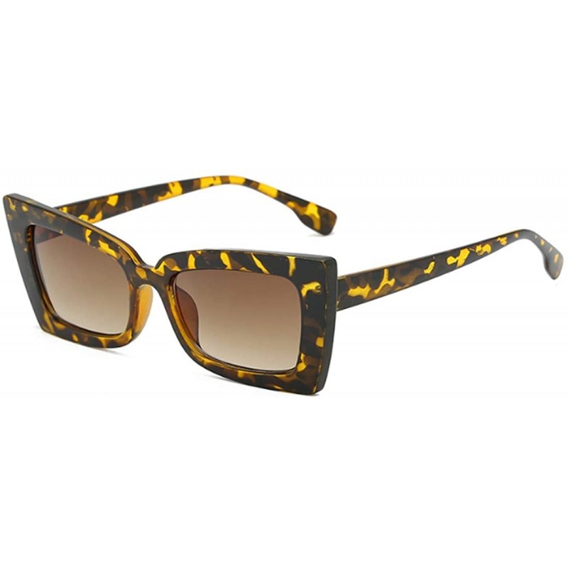 Rectangular Retro Oversized Square Sunglasses Plastic Lenses Fashion Eyeglass - Yellow Brown - CQ18NKZHUG6 $8.53