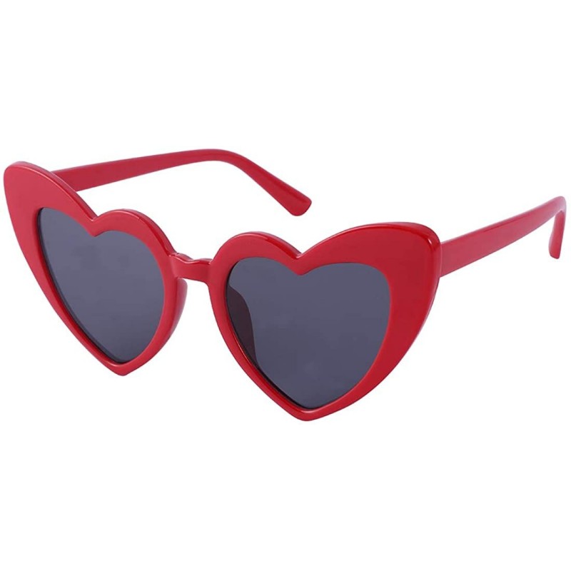 Oversized Heart Sunglasses Retro Cat Eye Mod Style Vintage Kurt Cobain Glasses - Red Frame/ Black Lens - CV18Z98D2CC $9.69