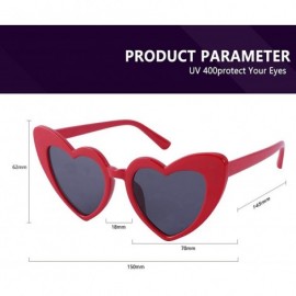 Oversized Heart Sunglasses Retro Cat Eye Mod Style Vintage Kurt Cobain Glasses - Red Frame/ Black Lens - CV18Z98D2CC $9.69