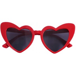 Oversized Heart Sunglasses Retro Cat Eye Mod Style Vintage Kurt Cobain Glasses - Red Frame/ Black Lens - CV18Z98D2CC $9.69