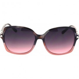 Square Womens Designer Style Sunglasses Slightly Curved Square Frame UV 400 - Tortoise Pink (Smoke Pink) - CL18U0W4KA3 $13.39