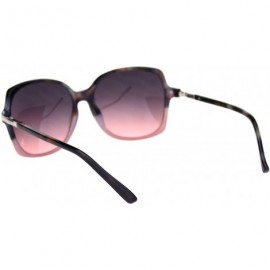 Square Womens Designer Style Sunglasses Slightly Curved Square Frame UV 400 - Tortoise Pink (Smoke Pink) - CL18U0W4KA3 $13.39