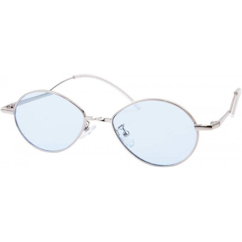 Oval Vintage Sunglasses Women Small Oval Retro Sunglasses Ladies Summer Style Shades Oval Sunglasses - Blue - CF18ISC5LTG $9.92