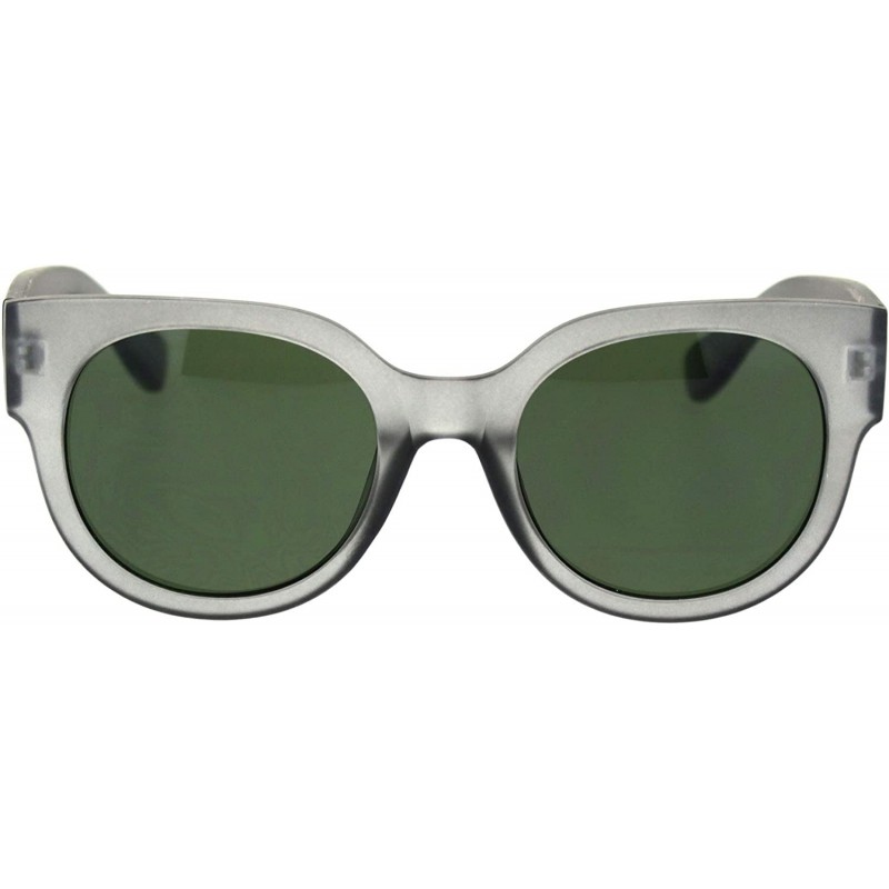 Rectangular Womens Thick Plastic Round Boyfriend Horn Rim Sunglasses - Slate Green - CI18RA7TZEX $9.53