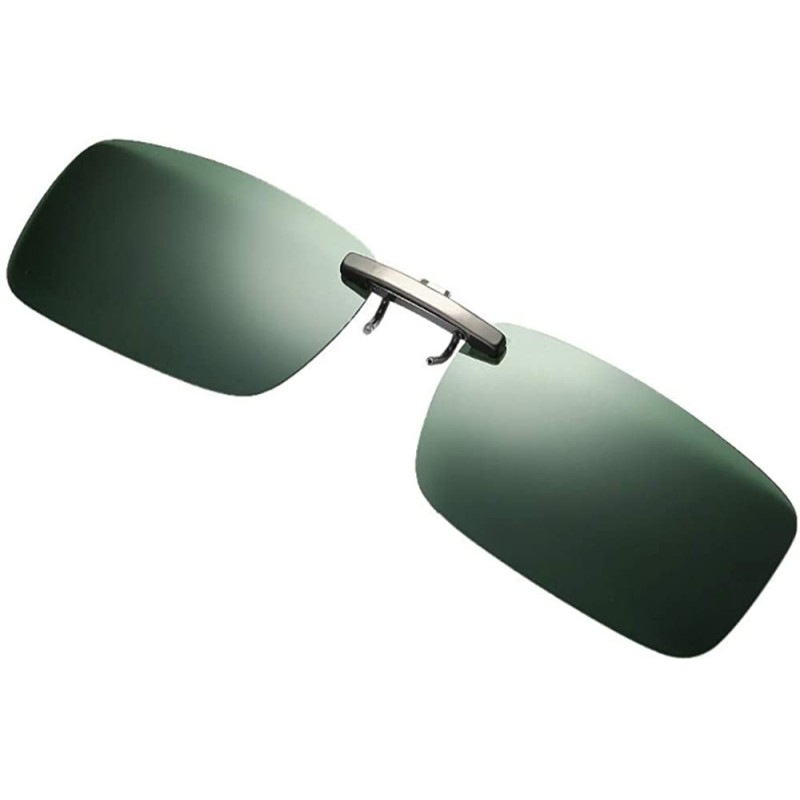 Square Sunglasses Lenses - Polarized Clip-On Flip Up Metal Clip Rimless Sunglasses For Prescription Glasses - Green - CM18YRS...