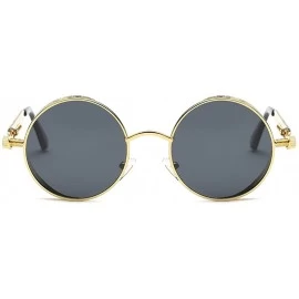 Round Polarized Sunglasses Steampunk Round Lens Metal Frame Unisex Glasses AE0519 - Gold&black - CX12NA04DSX $13.10