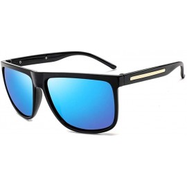 Square Polarized Sunglasses Nigt vision for Men UV400 Driving Sunglasses Gradient Sun Glasses - Black Blue - CN199QCXTQ6 $8.75