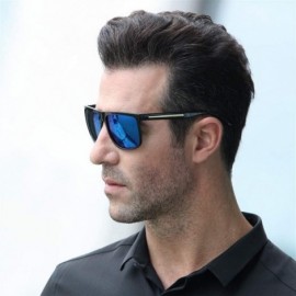 Square Polarized Sunglasses Nigt vision for Men UV400 Driving Sunglasses Gradient Sun Glasses - Black Blue - CN199QCXTQ6 $8.75