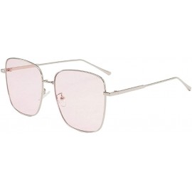 Cat Eye Color Lens Sunglasses Stylish Sunnies Eyewear Metal Sunglasses - T - Pink(silver Frame) - CU190U296GI $20.92