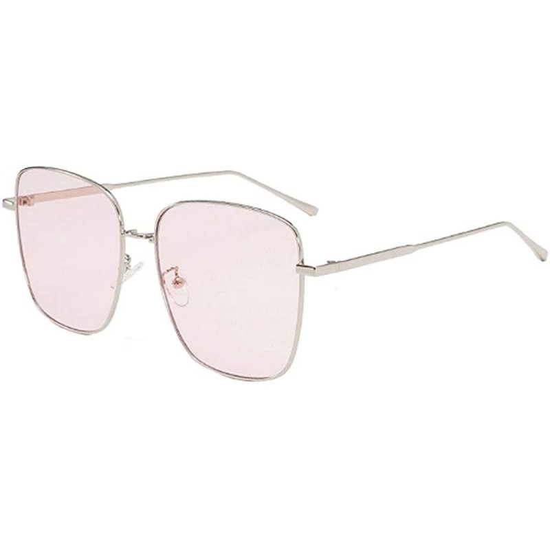 Cat Eye Color Lens Sunglasses Stylish Sunnies Eyewear Metal Sunglasses - T - Pink(silver Frame) - CU190U296GI $20.92