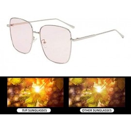 Cat Eye Color Lens Sunglasses Stylish Sunnies Eyewear Metal Sunglasses - T - Pink(silver Frame) - CU190U296GI $20.92