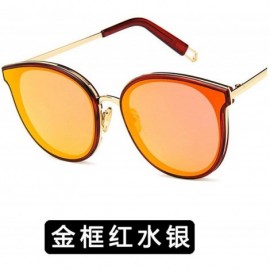 Shield Fashion Ladies Round Eye Classic Women Reflective Sunglasses Tinted Color Lens Big Frame Sun Glasses - 5 - CI198ZYQC5S...