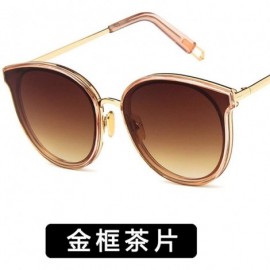 Shield Fashion Ladies Round Eye Classic Women Reflective Sunglasses Tinted Color Lens Big Frame Sun Glasses - 5 - CI198ZYQC5S...