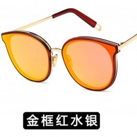 Shield Fashion Ladies Round Eye Classic Women Reflective Sunglasses Tinted Color Lens Big Frame Sun Glasses - 5 - CI198ZYQC5S...