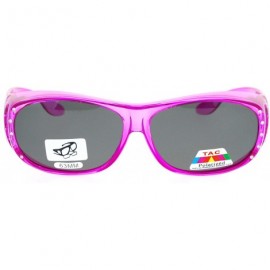 Wrap Womens Rhinestone Polarized Oval Fit Over Sunglasses - Pink - C811YHJ94GD $11.65