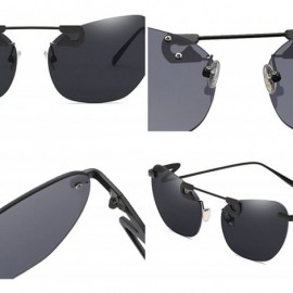 Oval Male Female Fashion Metal Sunglasses Retro Frameless Z-shaped leg - Red - CT18EX05WZ4 $8.41