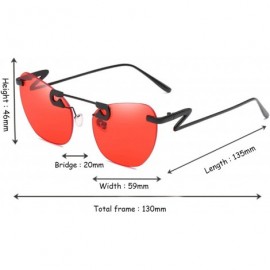 Oval Male Female Fashion Metal Sunglasses Retro Frameless Z-shaped leg - Red - CT18EX05WZ4 $8.41