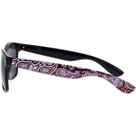 Rectangular Mens Bandana Print Arm Hipster Horn Rim Plastic Sunglasses - Shiny Black Red - CE18QMQM2U5 $12.22