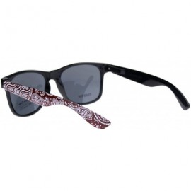 Rectangular Mens Bandana Print Arm Hipster Horn Rim Plastic Sunglasses - Shiny Black Red - CE18QMQM2U5 $12.22