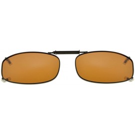 Rectangular Metal Frame Rim Polarized Lens Clip On Sunglasses 2 1/16"x1 3/8" - C77-brown - CQ18349XHDM $7.51