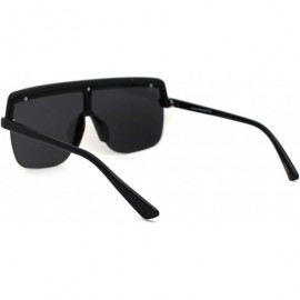 Oversized Mens Luxury Baller Metal Chain Trim Mobster Half Rim Racer Sunglasses - All Black - CP18ZDW3X9I $13.90