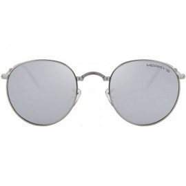 Oval Men Retro Folded Polarized Sunglasses Women Classic Oval Sunglasses S8093 - Silver - CV17YGIWE79 $12.69