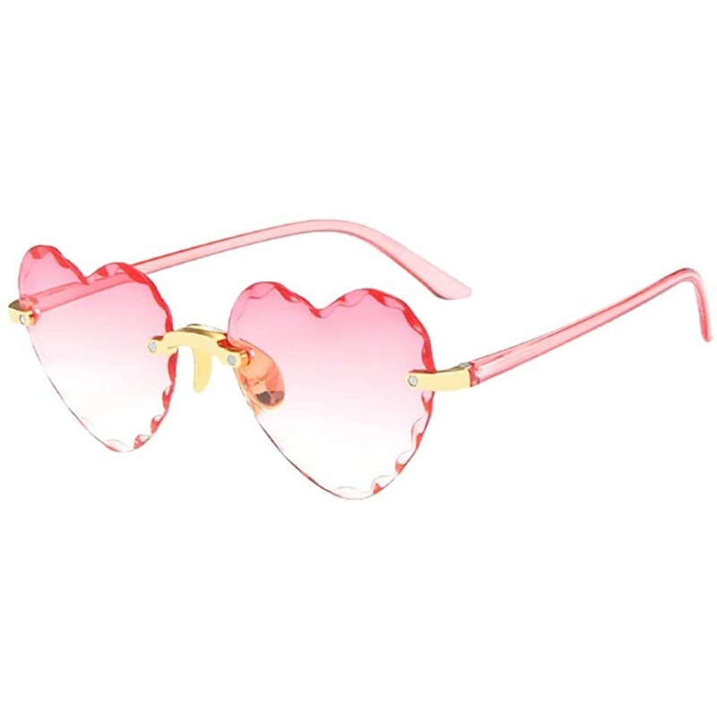 Rimless Women Metal Heart Shaped Frameless Glasses-Retro Classic Trendy Stylish Sunglasses - D - C3190HGTTWS $24.57