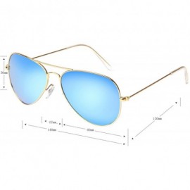 Aviator Classic Aviator Metal Frame Sunglasses Men Women Glasses Lmo-025 - Polarized Sky Blue 58mm - CJ11XN537IN $29.62