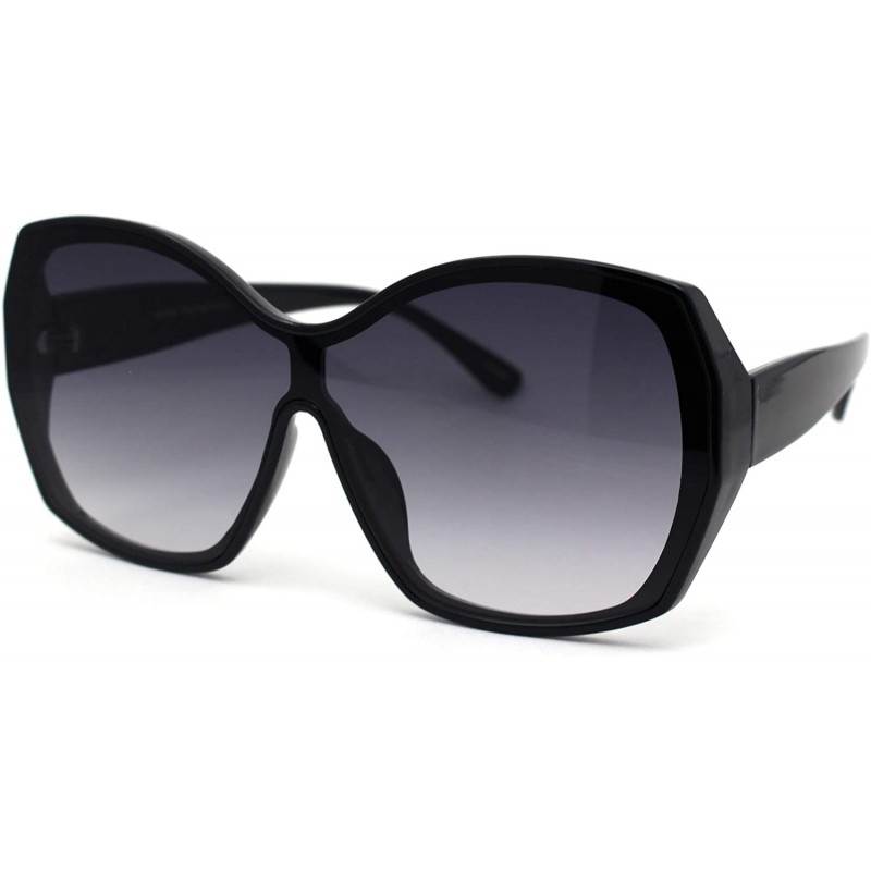 Butterfly Womens Oversize Shield Butterfly Plastic Designer Fashion Sunglasses - Black Smoke - CC193GTGQQ3 $15.56