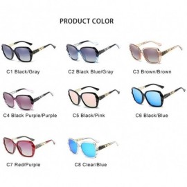 Square Oversized Square Sunglasses for Women UV400 Shades - C3 Brown Brown - CW1986O8E47 $13.89