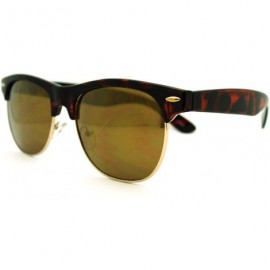 Wayfarer Multicolor Reflective Lens Square Sunglasses Round Half Rim Frame - Tortoise - C411EV3AJGX $8.64