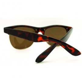 Wayfarer Multicolor Reflective Lens Square Sunglasses Round Half Rim Frame - Tortoise - C411EV3AJGX $8.64