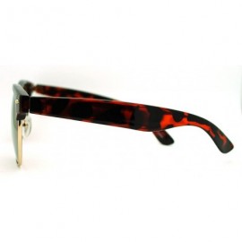 Wayfarer Multicolor Reflective Lens Square Sunglasses Round Half Rim Frame - Tortoise - C411EV3AJGX $8.64