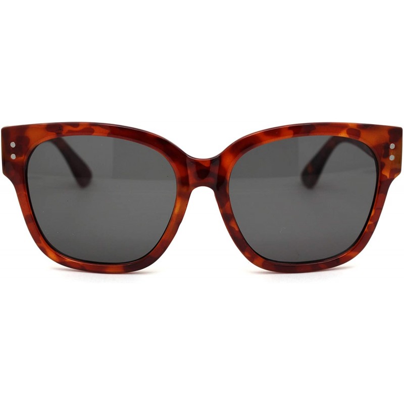 Rectangular Womens Thick Plastic Retro Horn Rim Minimal Boyfriend Sunglasses - Tortoise Black - CG18WUL0RDL $12.66