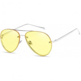 Rimless Aviator Full Color Mirror Metal Rimless Frame Sunglasses Clear Lens Fashion sunglasses - C5 - CP18DU784QM $13.83