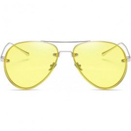 Rimless Aviator Full Color Mirror Metal Rimless Frame Sunglasses Clear Lens Fashion sunglasses - C5 - CP18DU784QM $13.83